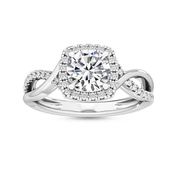 14K 1.13ct Lab Grown Diamond Round Cut Halo Engagement Ring