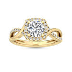 14K 1.13ct Lab Grown Diamond Round Cut Halo Engagement Ring