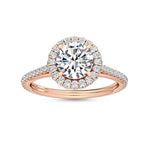 18K Solid Gold 1.11 Carat Round Brilliant Cut Halo Pave Lab Grown Diamond Engagement Ring - Detail