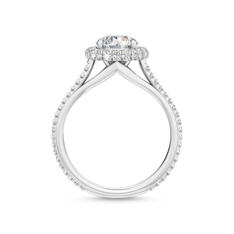 18K Solid Gold 1.11 Carat Round Brilliant Cut Halo Pave Natural Diamond Engagement Ring - Alternate Angle | Riyanika Jewels