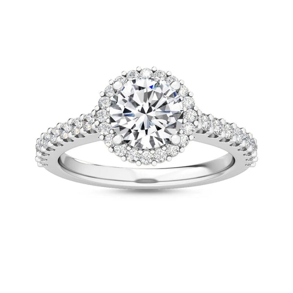 14K 1.47ct Lab Grown Diamond Round Brilliant Cut Halo Engagement Ring