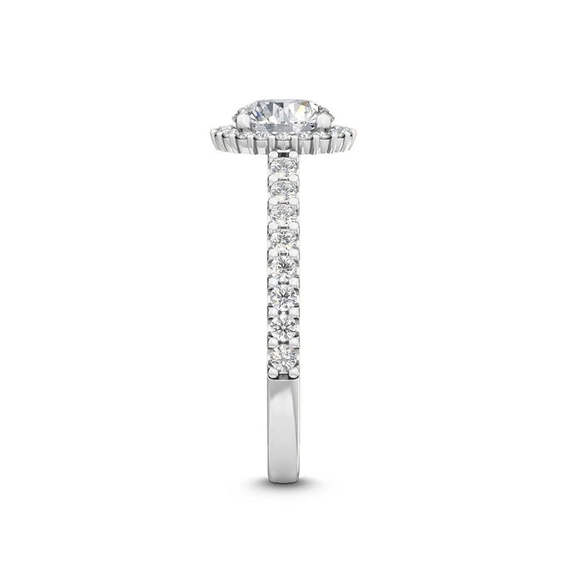 14K 1.5ct Natural Diamond Round Brilliant Cut Halo Engagement Ring