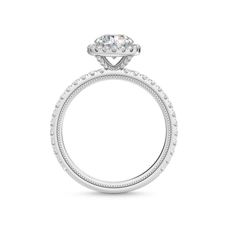 18K Solid Gold 1.58 Ct Round Cut Lab Grown Diamond Halo Engagement Ring - Close Up | Riyanika Jewels