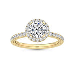 18K Solid Gold 1.58 Ct Round Cut Natural Diamond Halo Engagement Ring - Detail | Riyanika Jewels