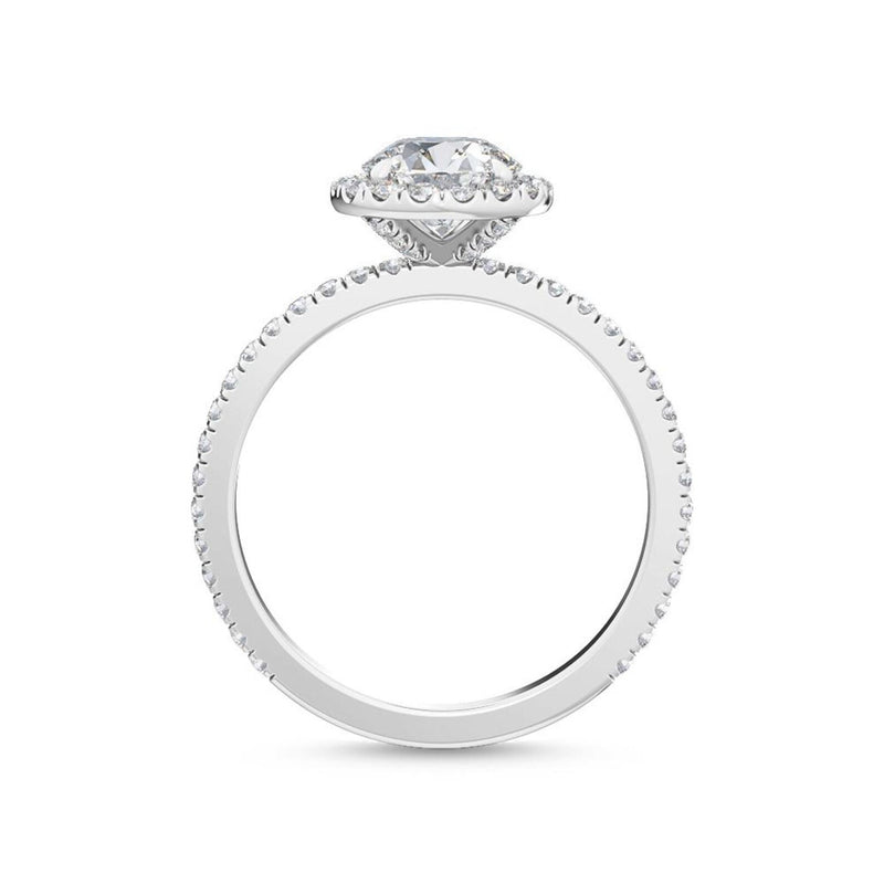 1.54 Carat Round Halo Pavé Natural Diamond Engagement Ring in 18K Gold - View 6 | Riyanika Jewels