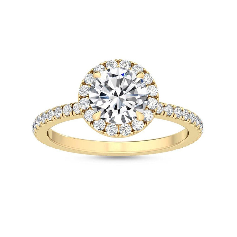 14K 1.5ct Natural Diamond Round Cut Halo Engagement Ring