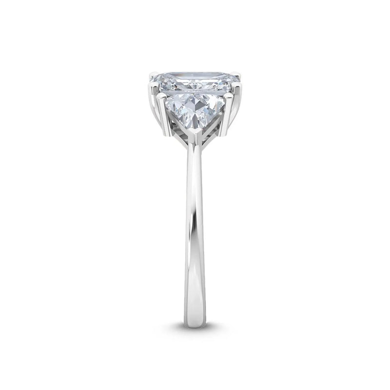 14K 2.5ct Lab Grown Diamond Emerald Cut Side Stone Engagement Ring