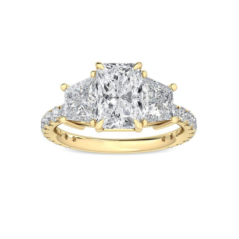 18K Solid Gold 2.75ct Radiant Cut Natural Diamond Engagement Ring - Close Up | Riyanika Jewels