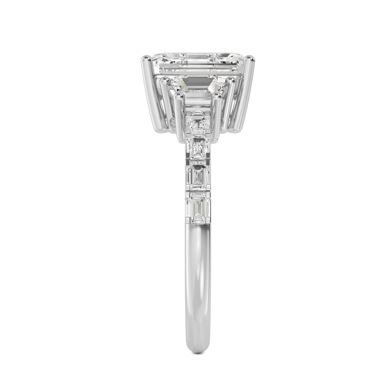 3.93ct Emerald Cut Natural Diamond Engagement Ring in 18K Solid Gold - Close Up | Riyanika Jewels
