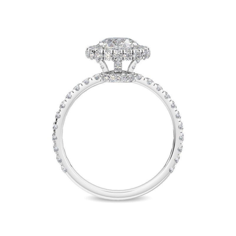 1.32 Ct Pavé Cathedral Setting Round Natural Diamond Halo Engagement Ring in 18K Solid Gold - Detail