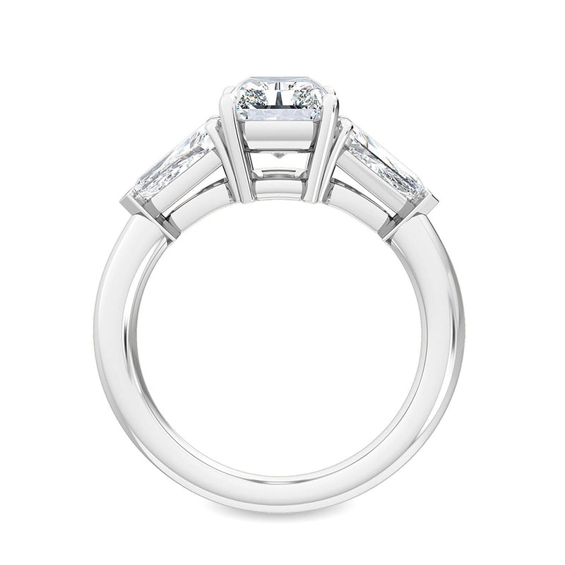 14K 3.5ct Lab Grown Diamond Radiant Cut Side Stone Engagement Ring