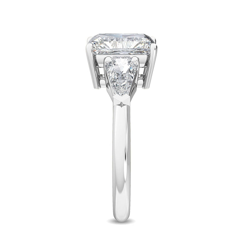 14K 3.5ct Lab Grown Diamond Radiant Cut Side Stone Engagement Ring