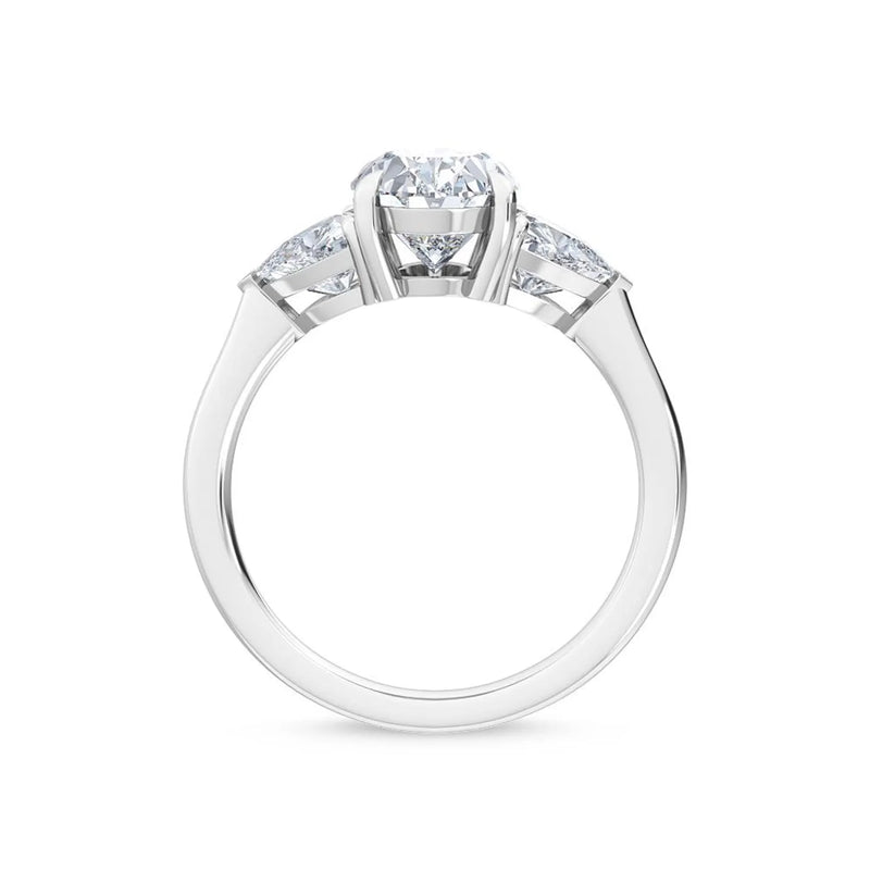 14K 2.5ct Natural Diamond Oval Cut Three Stone Engagement Ring