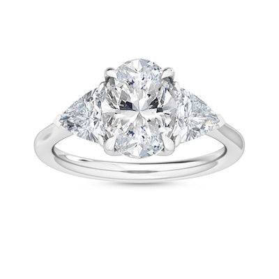 14K 2.5ct Lab Grown Diamond Oval Cut Three Stone Engagement Ring
