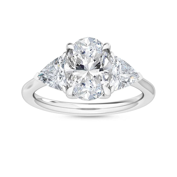 14K 2.5ct Lab Grown Diamond Oval Cut Three Stone Engagement Ring