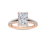 18K Solid Gold 2.50 CTW Radiant Cut Lab Grown Diamond Engagement Ring - Side View | Riyanika Jewels