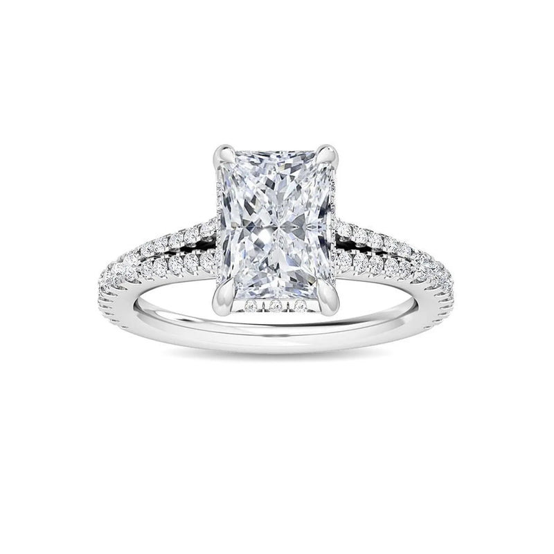 18K Solid Gold 2.50 CTW Radiant Cut Natural Diamond Engagement Ring
