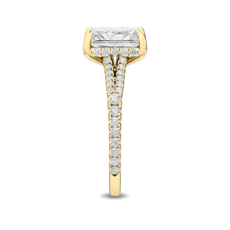 18K Solid Gold 2.50 CTW Radiant Cut Lab Grown Diamond Engagement Ring - Detail | Riyanika Jewels