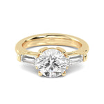 14K 2.5ct Lab Grown Diamond Round Cut Side Stone Engagement Ring
