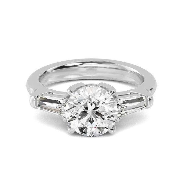 14K 2.5ct Natural Diamond Round Cut Three Stone Engagement Ring