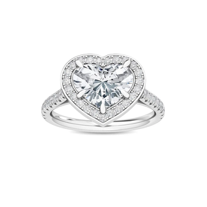 14K 2.5ct Lab Grown Diamond Heart Cut Halo Engagement Ring