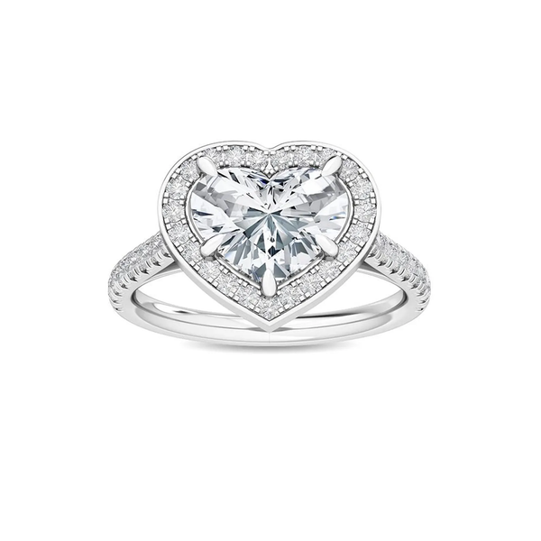14K 2.5ct Lab Grown Diamond Heart Cut Halo Engagement Ring