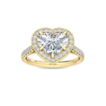 18K Solid Gold 2.53 CT Heart Shape Natural Diamond Halo Pavé Engagement Ring - Detail | Riyanika Jewels
