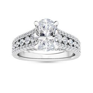 14K 2.5ct Lab Grown Diamond Oval Cut Pave Engagement Ring