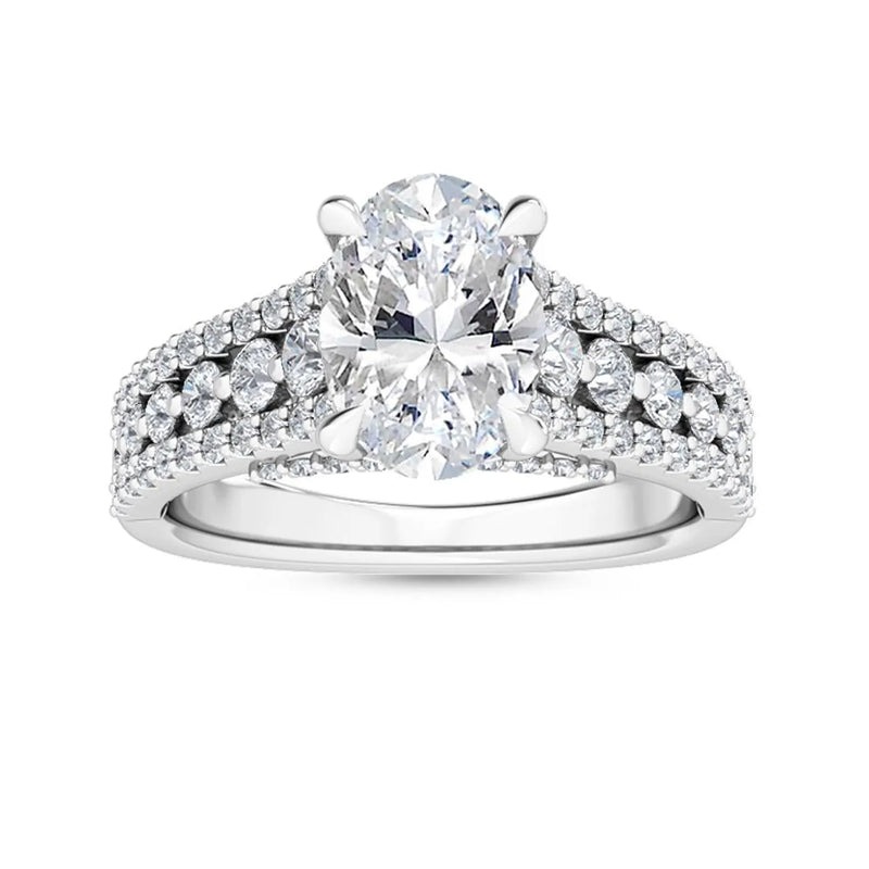 14K 2.5ct Natural Diamond Oval Cut Solitaire Engagement Ring