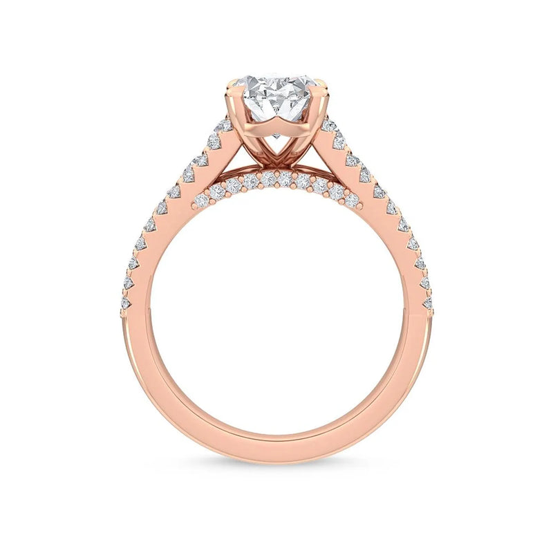14K 2.5ct Lab Grown Diamond Oval Cut Pave Engagement Ring