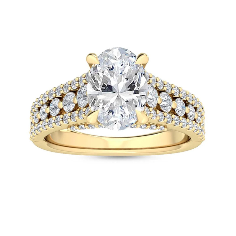 14K 2.5ct Lab Grown Diamond Oval Cut Pave Engagement Ring