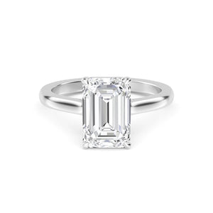 14K 1.5ct Natural Diamond Emerald Cut Solitaire Engagement Ring