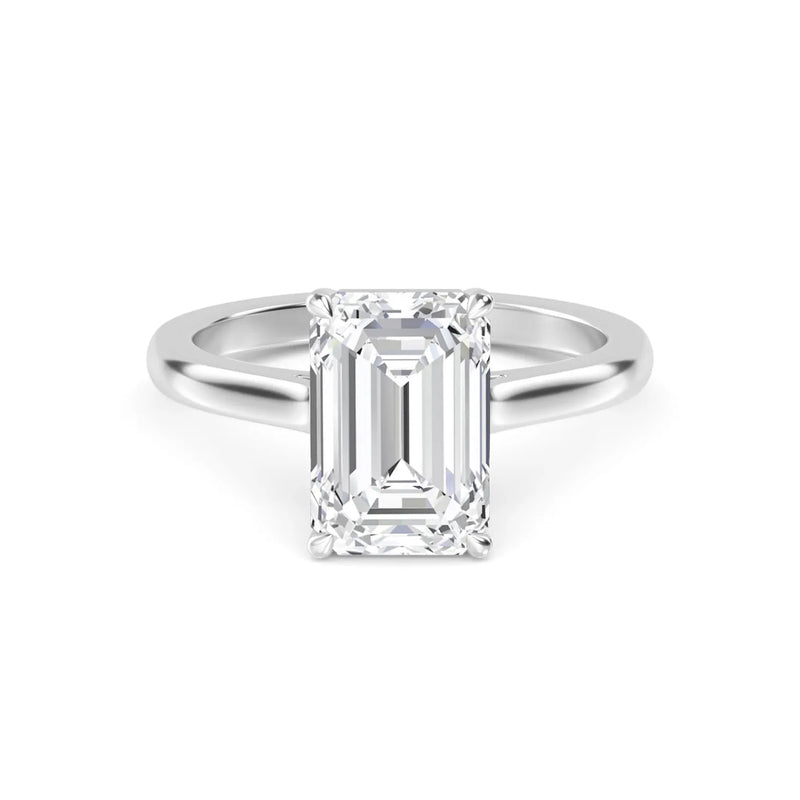 14K 1.5ct Natural Diamond Emerald Cut Solitaire Engagement Ring