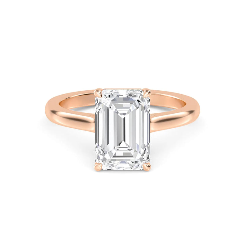 1.57ct Emerald Cut Natural Diamond Solitaire Engagement Ring in 18K Solid Gold - Side View