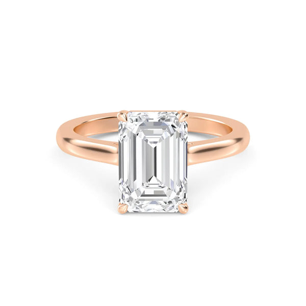 14K 1.5ct Natural Diamond Emerald Cut Solitaire Engagement Ring