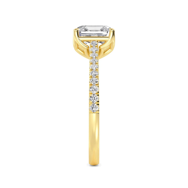 14K 1.5ct Natural Diamond Asscher Cut Solitaire Engagement Ring