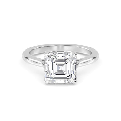 18K Solid Gold 1.53 CT Asscher Cut Diamond Solitaire Engagement Ring