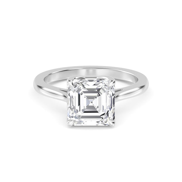 18K Solid Gold 1.53 CT Asscher Cut Diamond Solitaire Engagement Ring