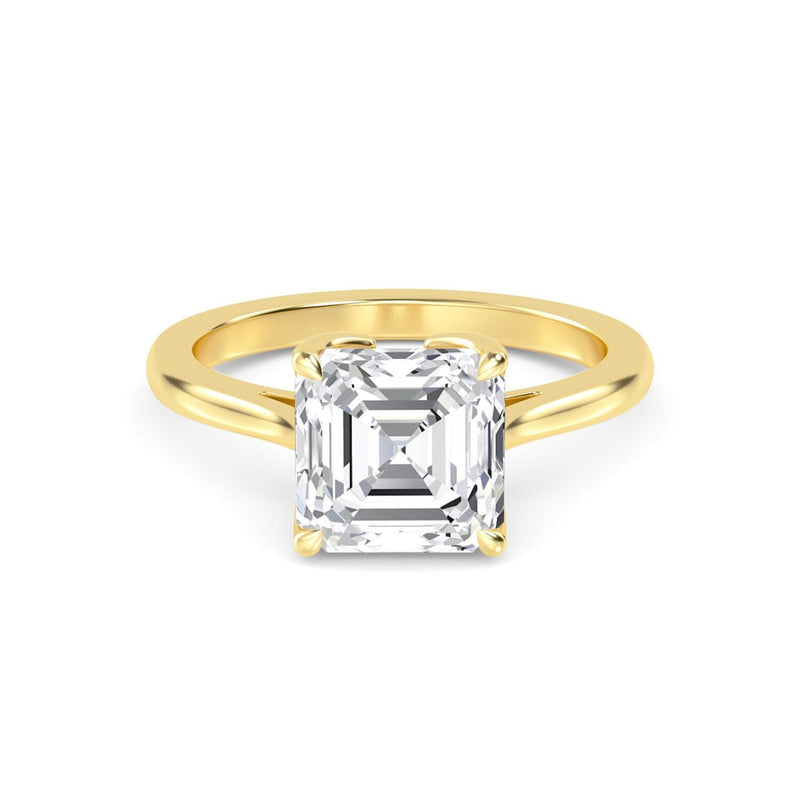 14K 1.5ct Natural Diamond Asscher Cut Solitaire Engagement Ring