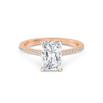 18K Solid Gold 1.69 CT Radiant Cut Solitaire Hidden Halo Lab Grown Diamond Engagement Ring - Side View | Riyanika Jewels