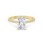 18K Solid Gold 1.69 CT Radiant Cut Solitaire Hidden Halo Natural Diamond Engagement Ring - Detail