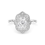 18K Solid Gold 1.25 CT Vintage Oval Halo Natural Diamond Engagement Ring