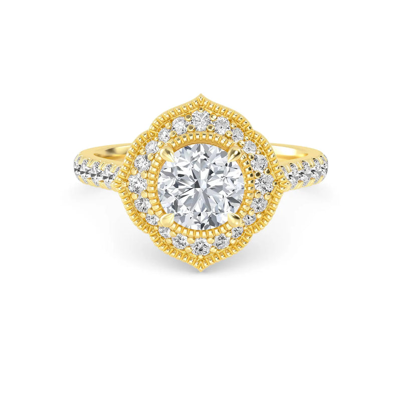 14K 1.5ct Lab Grown Diamond Round Brilliant Cut Halo Engagement Ring