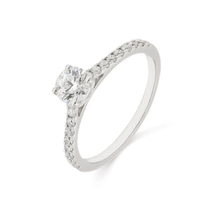 18K Solid Gold 0.77 CT Round Natural Diamond Solitaire Engagement Ring