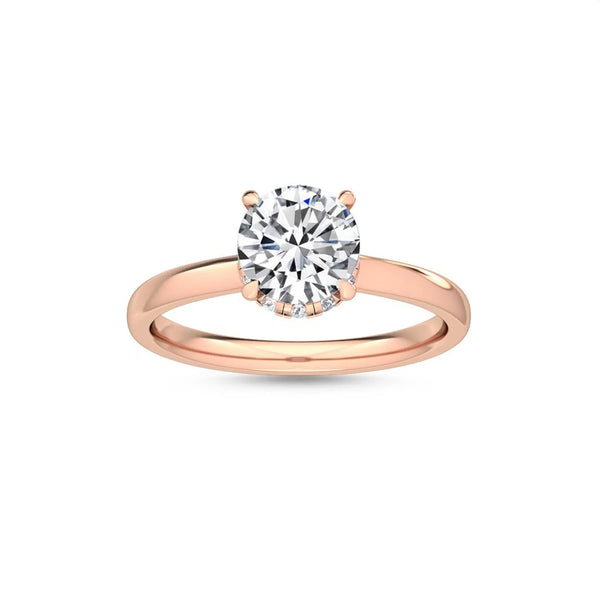 18K Solid Gold 1.61 CT Round Cut Natural Diamond Solitaire Engagement Ring - Side View | Riyanika Jewels