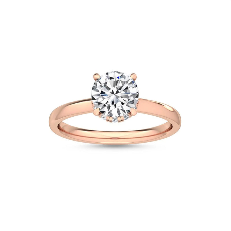 18K Solid Gold 1.61 CT Round Cut Natural Diamond Solitaire Engagement Ring - Side View