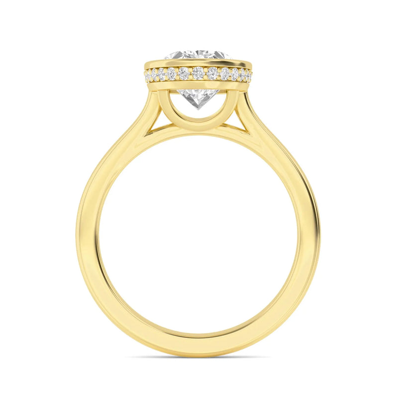 18K Solid Gold 2.13 Ct Bezel Set Oval Natural Diamond Engagement Ring - Detail | Riyanika Jewels