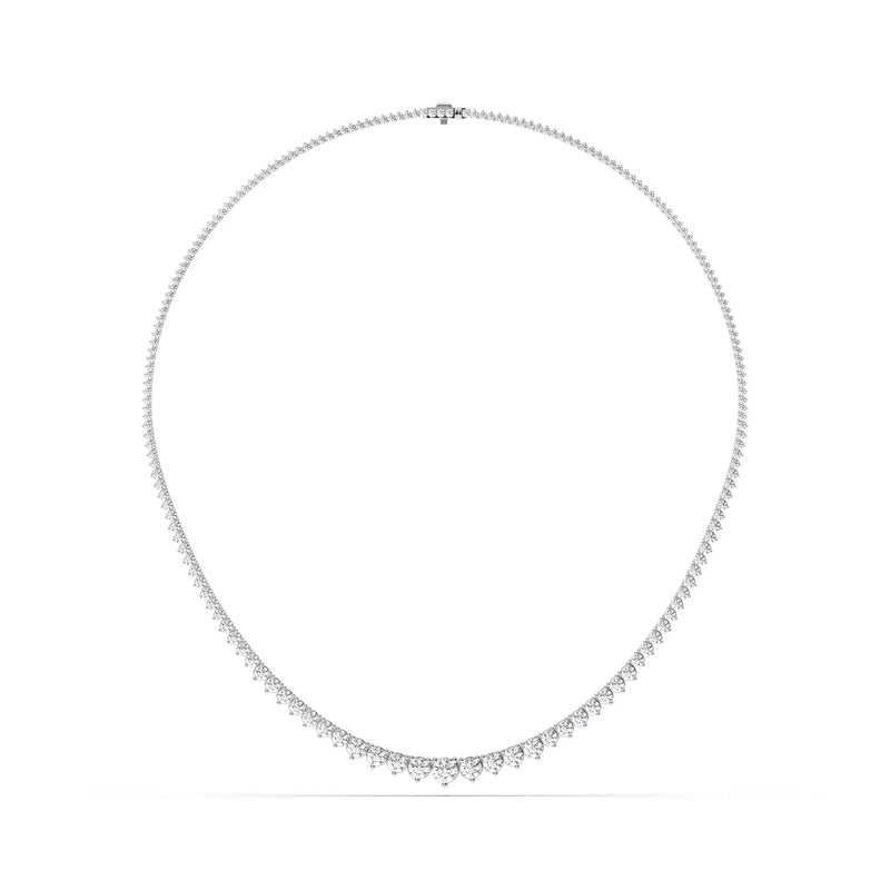7 CT Classic Graduated Natural Diamond Tennis Necklace in 18K Solid Gold