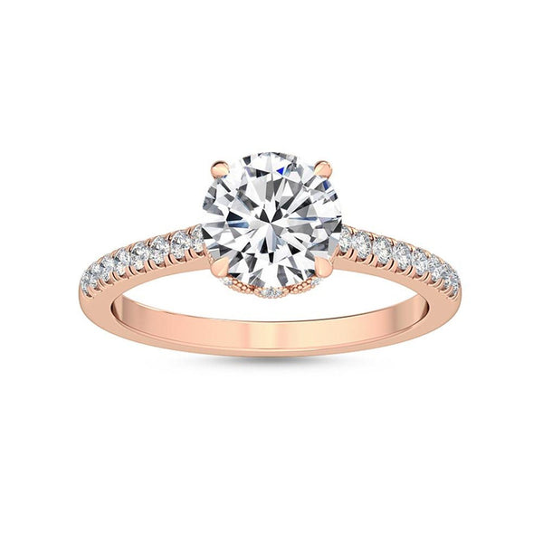 14K 1.5ct Natural Diamond Round Cut Solitaire Engagement Ring