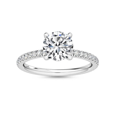 14K 2.5ct Lab Grown Diamond Round Cut Side Stone Engagement Ring